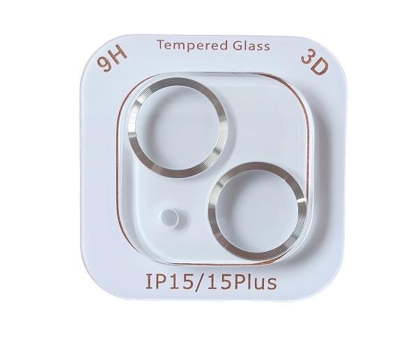 Защитное стекло Tempered Glass Metal Classic на заднюю камеру для Apple iPhone 15/15 Plus Серебряный (32615) Защитное стекло Tempered Glass Metal Classic на заднюю камеру для Apple iPhone 15/15 Plus Серебряный (32615)