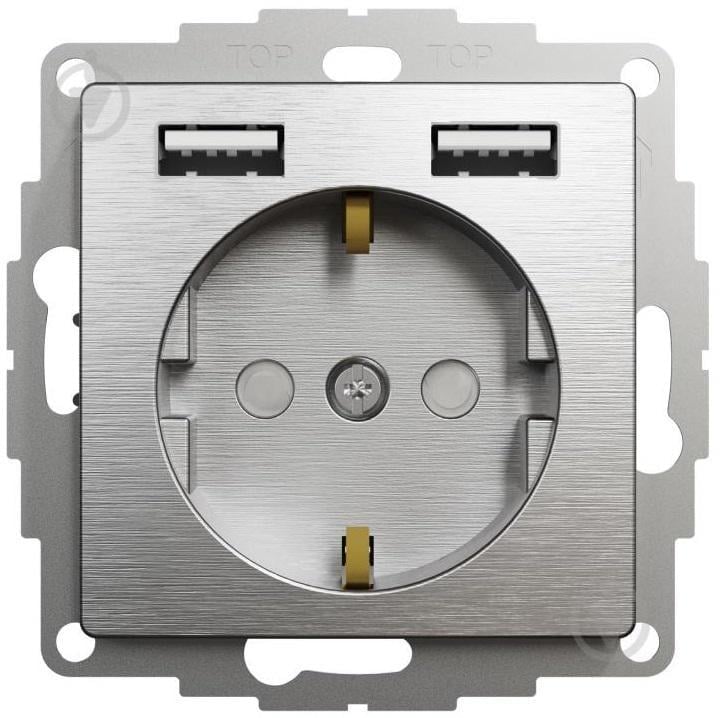 Розетка Schneider Electric Sedna Elements з USB та заземленням Алюміній матовий (SDD170052)