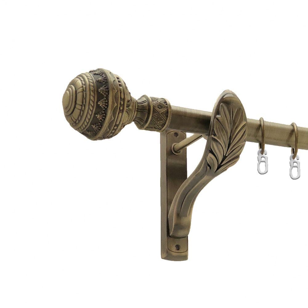 Карниз металлический Orvit Арабеска однорядный ретро/гладкая труба/кольцо металлическое Антик 25 мм 300 см (4224632)