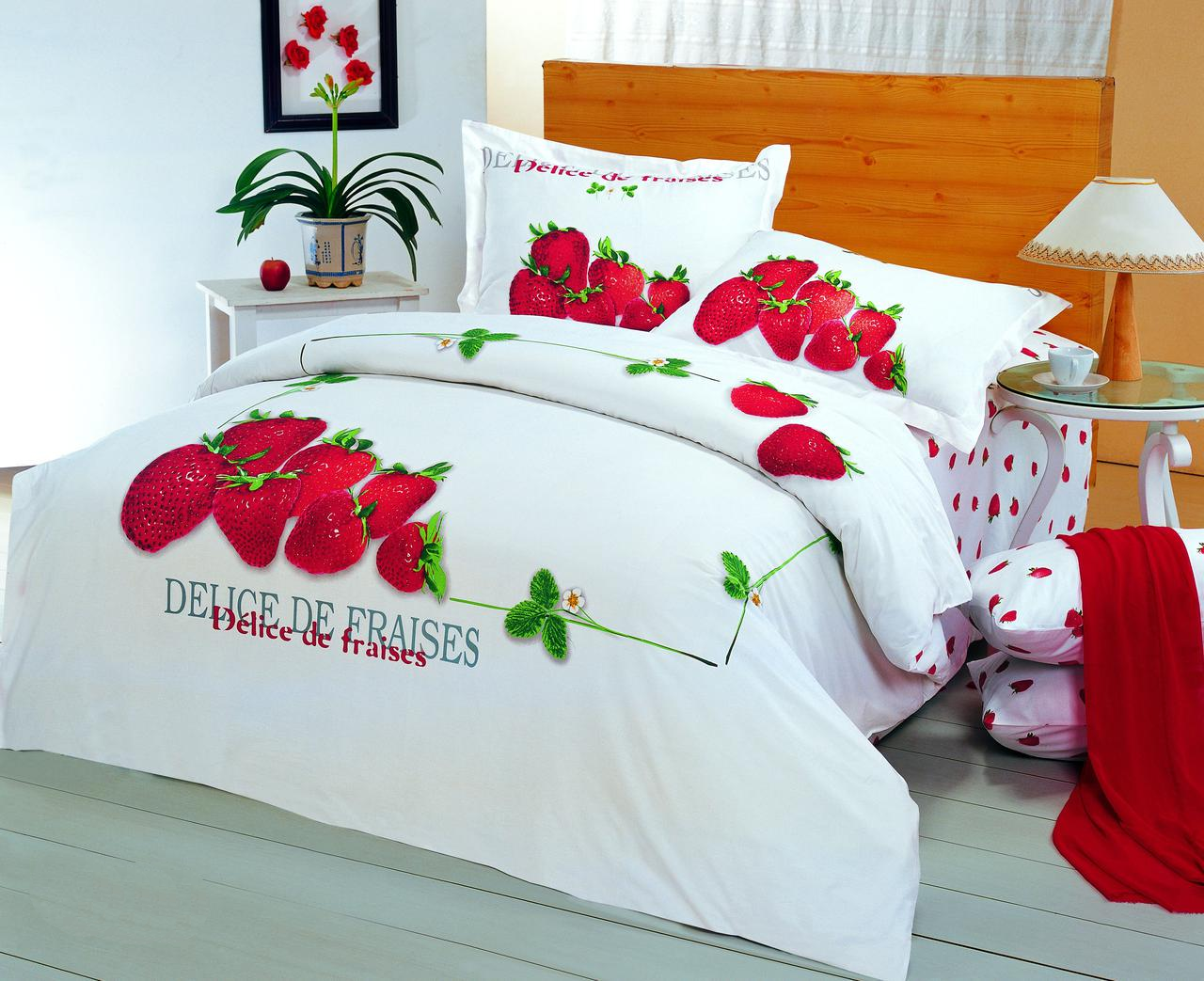 Комплект постельного белья Le Vele Strawberry полуторный 160х220 см Белый (lv-050)