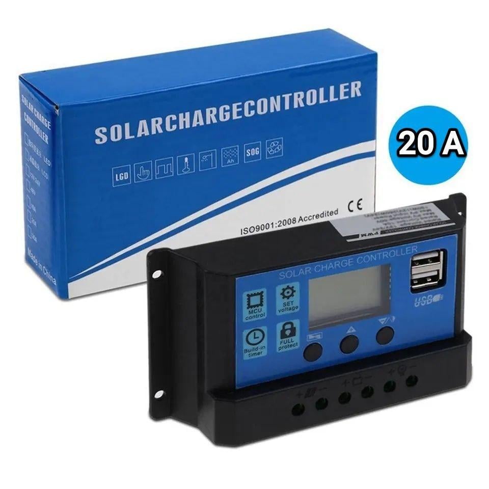 Контролер заряду для сонячної батареї PWM KW1230 12 В/24 В 20 А з дисплеєм і USB (2341253636) - фото 11 Контролер заряду для сонячної батареї PWM KW1230 12 В/24 В 20 А з дисплеєм і USB (2341253636) - фото 11