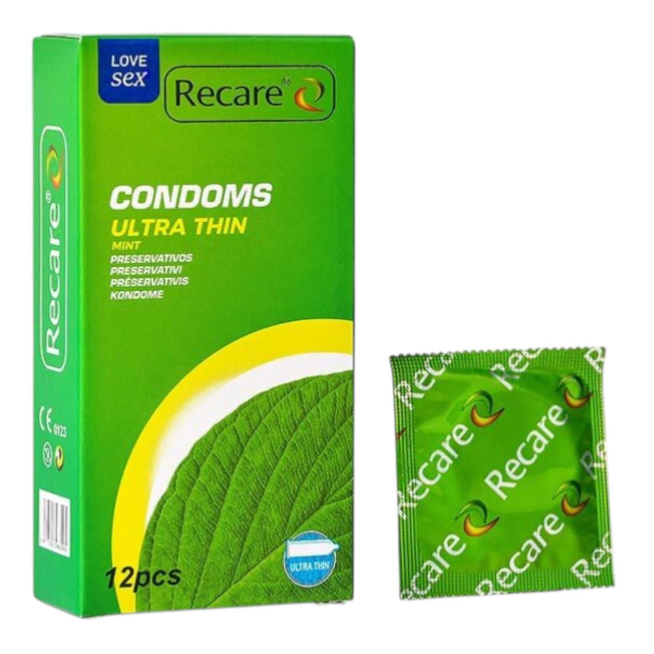 Презервативы ультратонкие латексные с ароматом мяты Ultra Thin Mint Recare 12 шт. (2929699135)