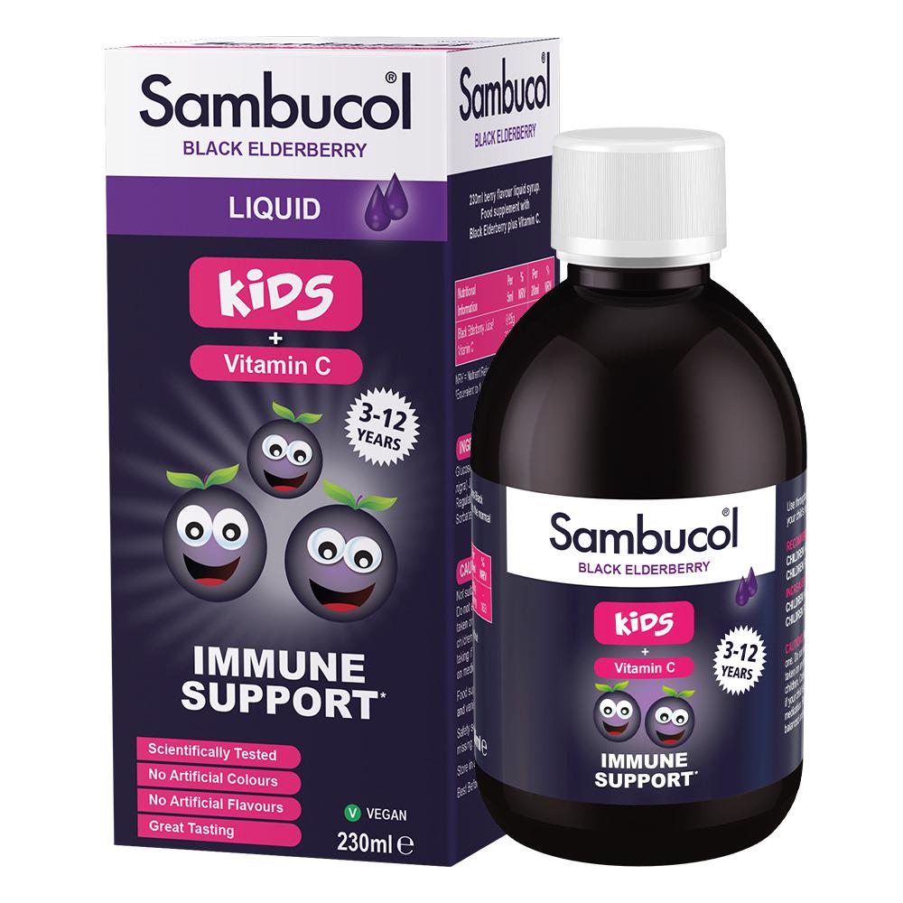 Самбукол сироп для иммунитета Sambucol Kids Liquid Черная бузина/Витамин С для детей от 3 лет 230 мл - фото 1 Самбукол сироп для иммунитета Sambucol Kids Liquid Черная бузина/Витамин С для детей от 3 лет 230 мл - фото 1