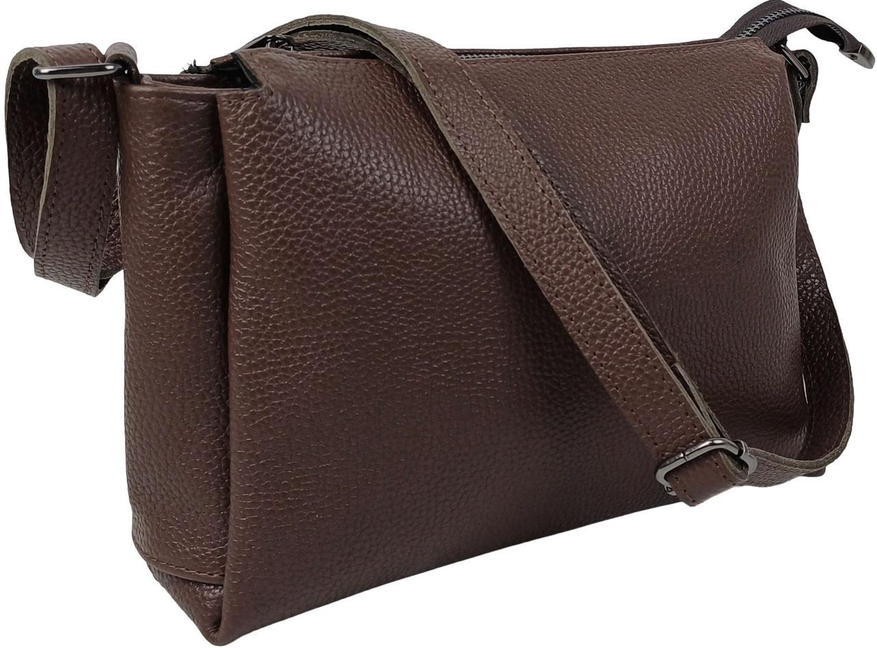 Сумка женская Borsacomoda кожаная наплечная 31x19,5x9 см Темно-коричневый