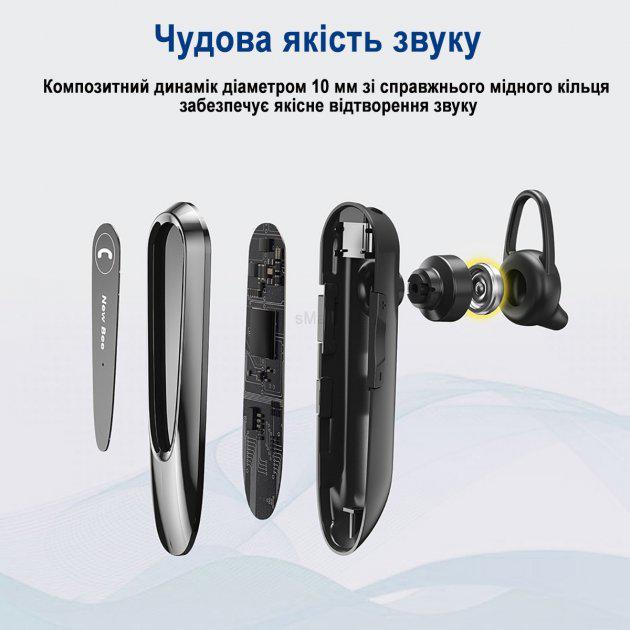 Гарнітура Bluetooth New Bee LC-B45 чорний озвучування англійською (11337773) - фото 7