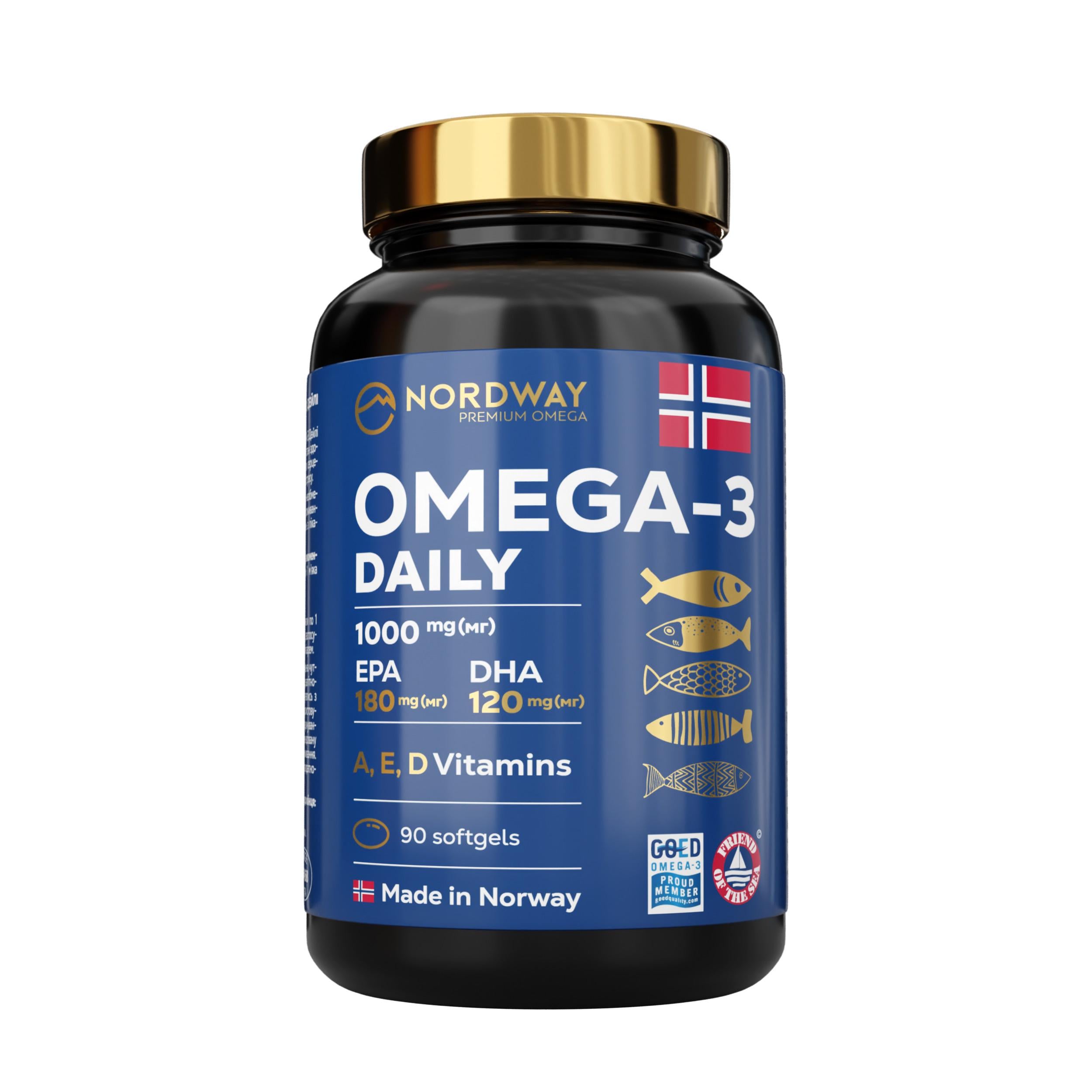 Добавка Nordway Daily OMEGA-3 1000 мг в мягких капсулах 90 капсул
