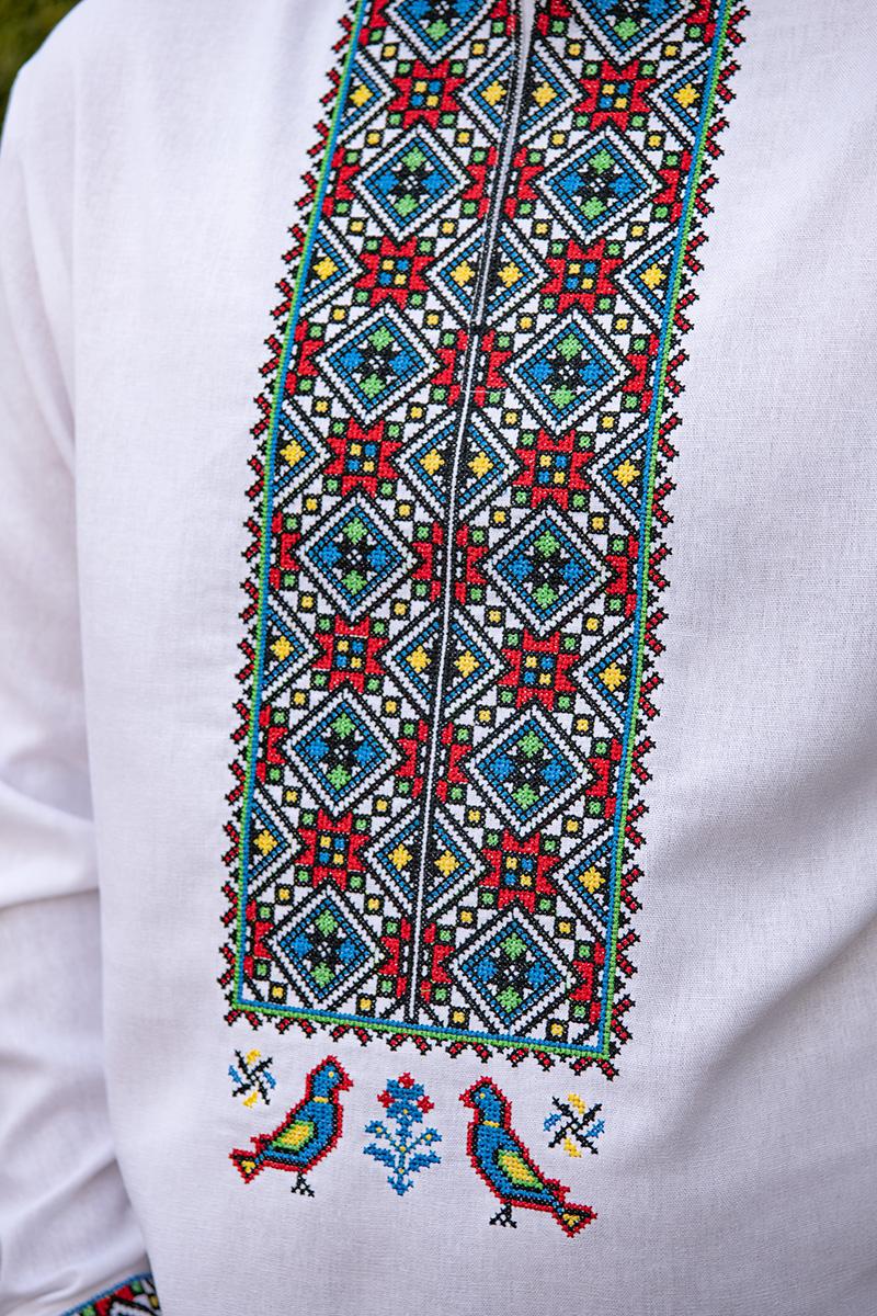 Вышиванка мужская из льна с длинным рукавом 2XL Белый (2131785210) - фото 5 Вышиванка мужская из льна с длинным рукавом 2XL Белый (2131785210) - фото 5