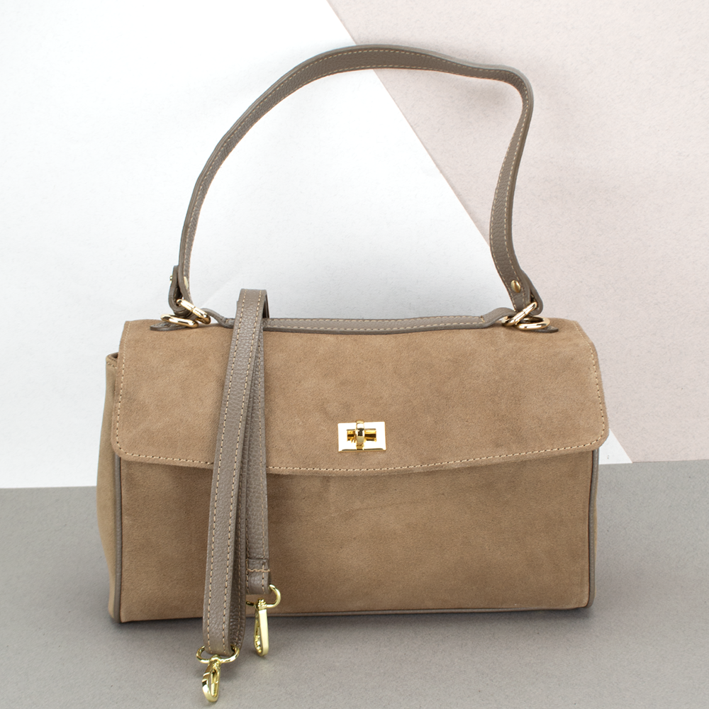 Сумка женская замшевая Virginia Conti 03829 на застежке Темный тауп (2456907896) - фото 1 Сумка женская замшевая Virginia Conti 03829 на застежке Темный тауп (2456907896) - фото 1