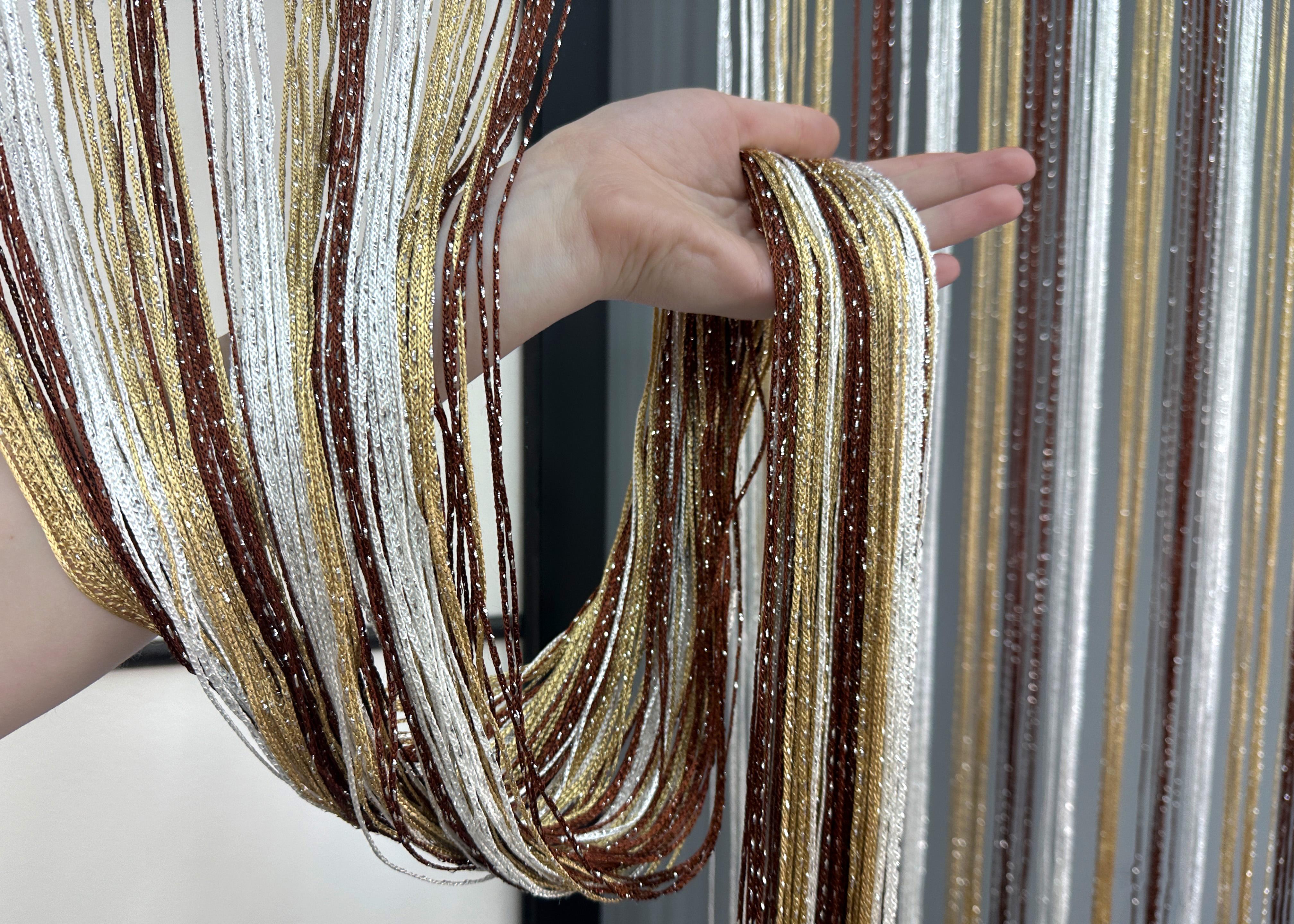 Шторы-нити с люрексом 300х300 см Бежевый/Коричневый/Белый (61-109) - фото 6 Шторы-нити с люрексом 300х300 см Бежевый/Коричневый/Белый (61-109) - фото 6