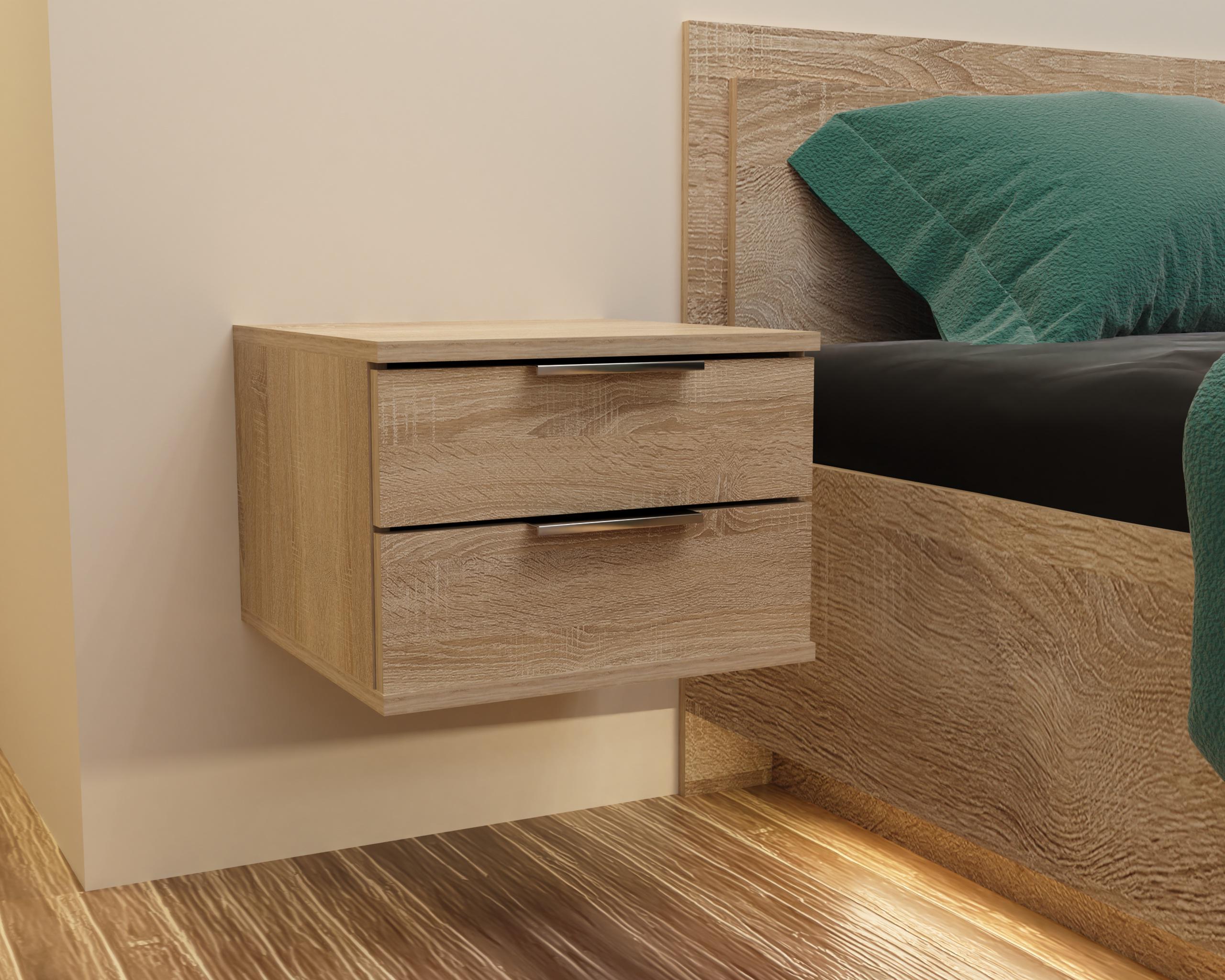 Тумба приліжкова підвісна Кристал 400х400х290 мм Дуб Сонома (13227) - фото 2 Тумба приліжкова підвісна Кристал 400х400х290 мм Дуб Сонома (13227) - фото 2