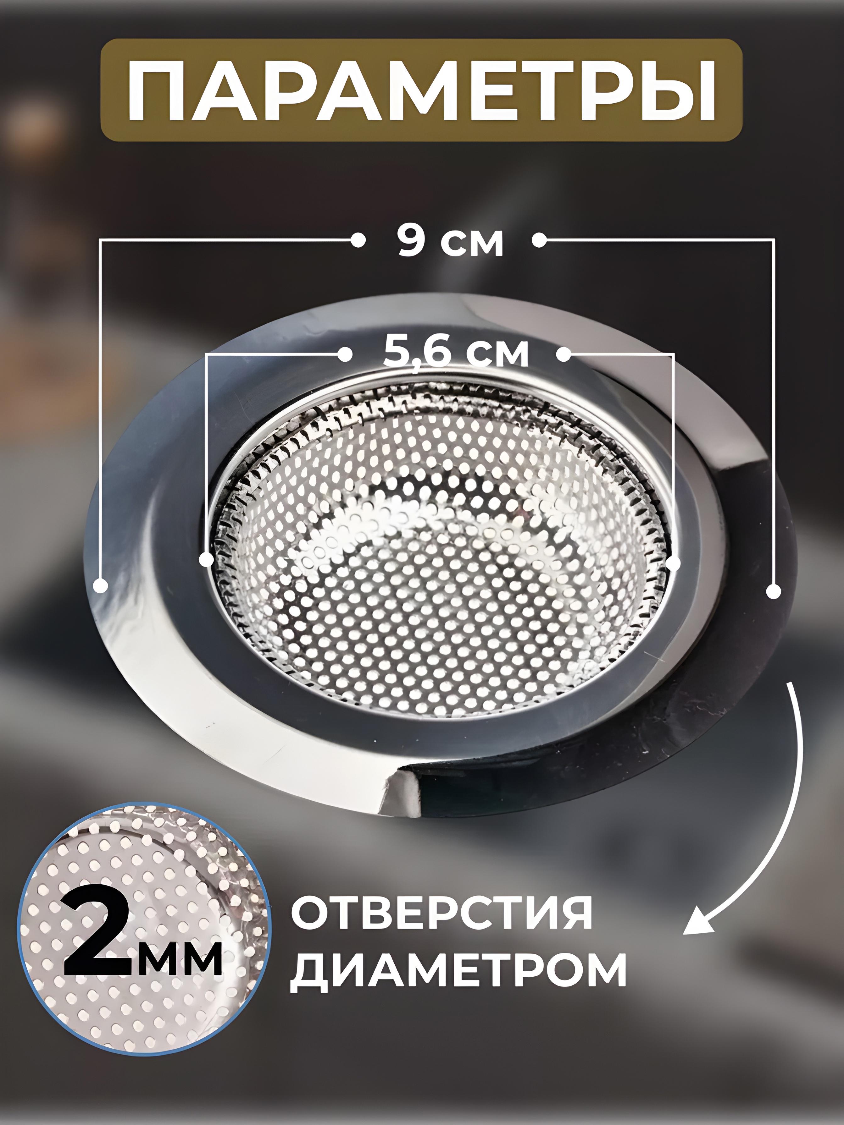 Сито для кухонной раковины BRS металлическое d 9 см Silver (90078) - фото 2