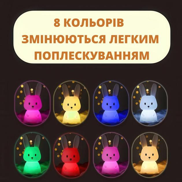 Ночник детский силиконовый Зайчик Белый (543-19) - фото 11