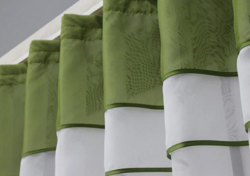 Гардина кухонная с аркой 280х170 см Белый/Оливковый (036к) - фото 2 Гардина кухонная с аркой 280х170 см Белый/Оливковый (036к) - фото 2