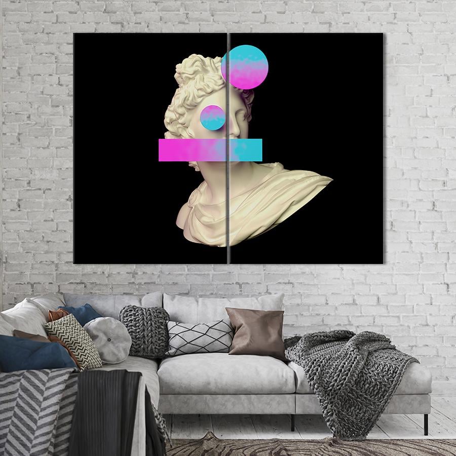 Картина Белая скульптура Аполлона на чёрном фоне 165x122 см (2025-2)