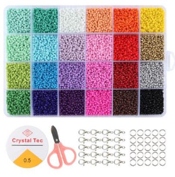 Набор бисера с леской/фурнитурой 24 цвета 2 мм (6264)