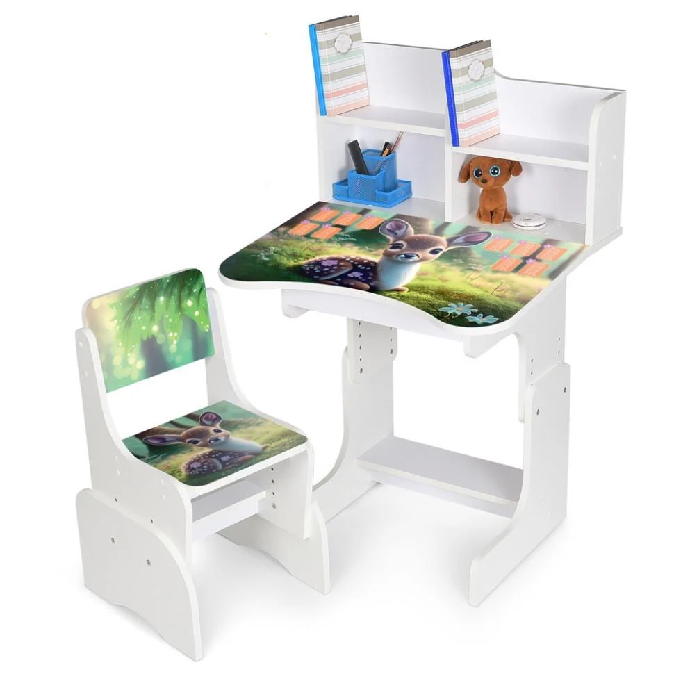 Парта-трансформер Bambi со стульчиком и надстройкой 56,5-67,5 см и ящиком с подставкой для ног Белый (KL-154-R-105)