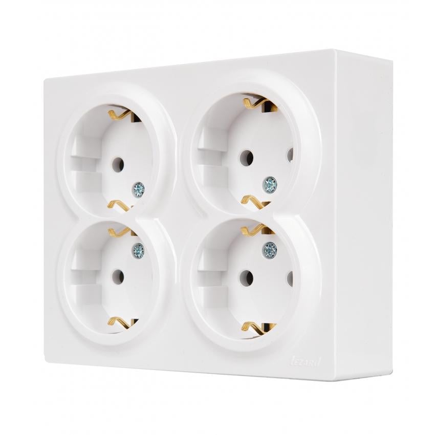 Розетка Lezard Leto четверна з заземленням Білий (752-0200-127BDP)