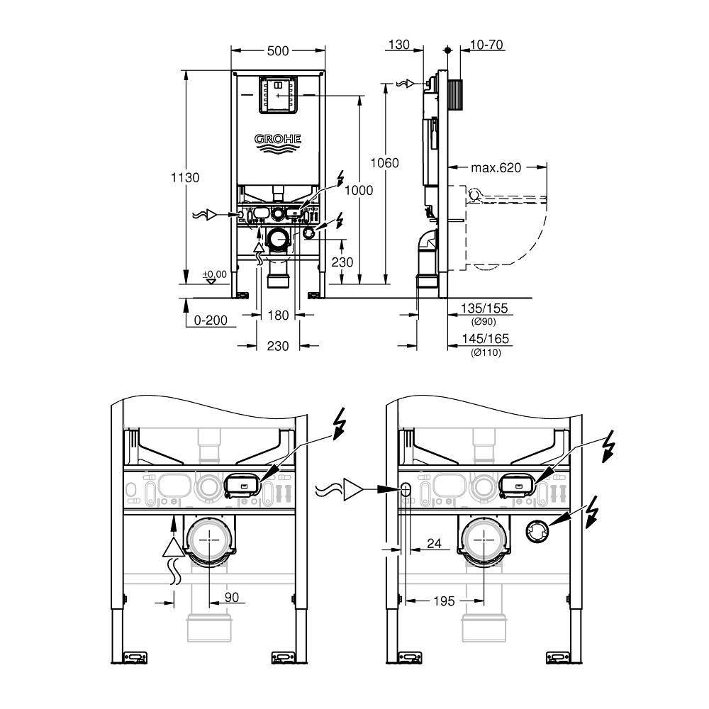 Инсталляционная система для унитаза Grohe RAPID SL 39596000 (71912) - фото 2