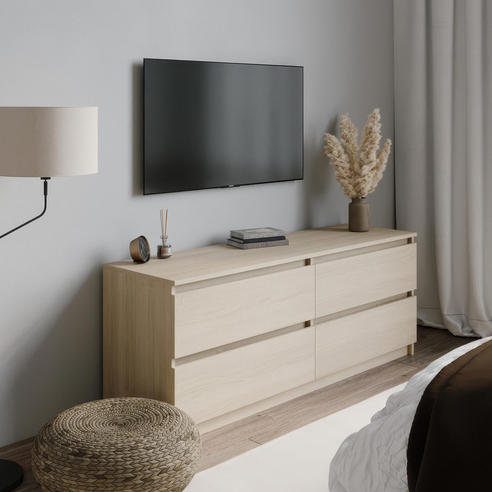 Тумба под телевизор на 4 ящика без ручек FT-223 1400x400x530 мм Дуб Сонома