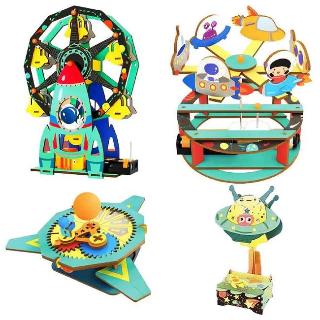 Конструктор STEM 4в1 Электричество научный деревянный 3D-пазл для экспериментов (4094А)