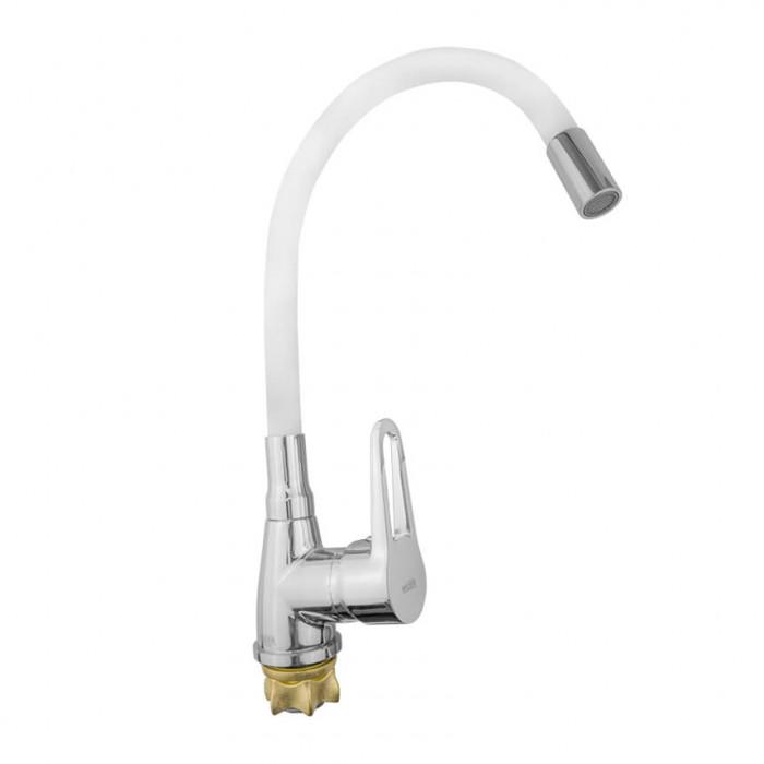 Смеситель для кухни Wezer SOP4-R045 WHITE 1036599 с гибким изливом Белый (102520)
