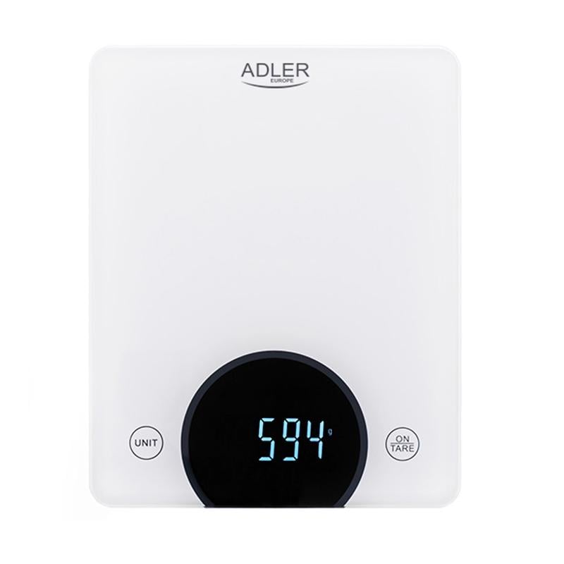Весы кухонные электронные Adler AD 3173 стеклянные с LED дисплеем 10 кг White (5060)