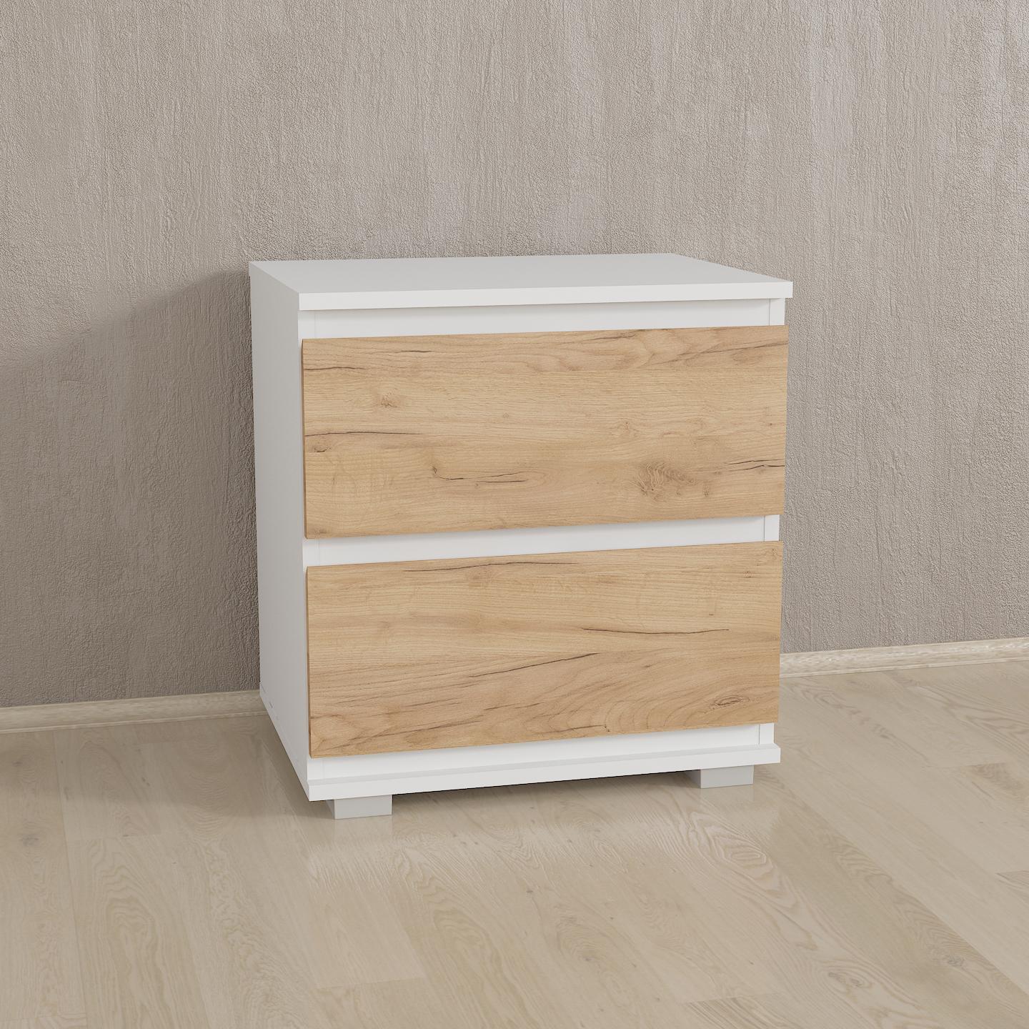 Тумба приліжкова T-02 502х390х535 мм Білий/Дуб Крафт