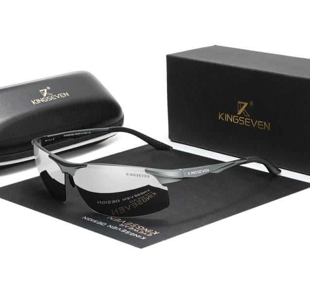 Солнцезащитные очки для водителей KINGSEVEN DESIGN с поляризованными линзами Серебряный/Зеркальный (N9126)