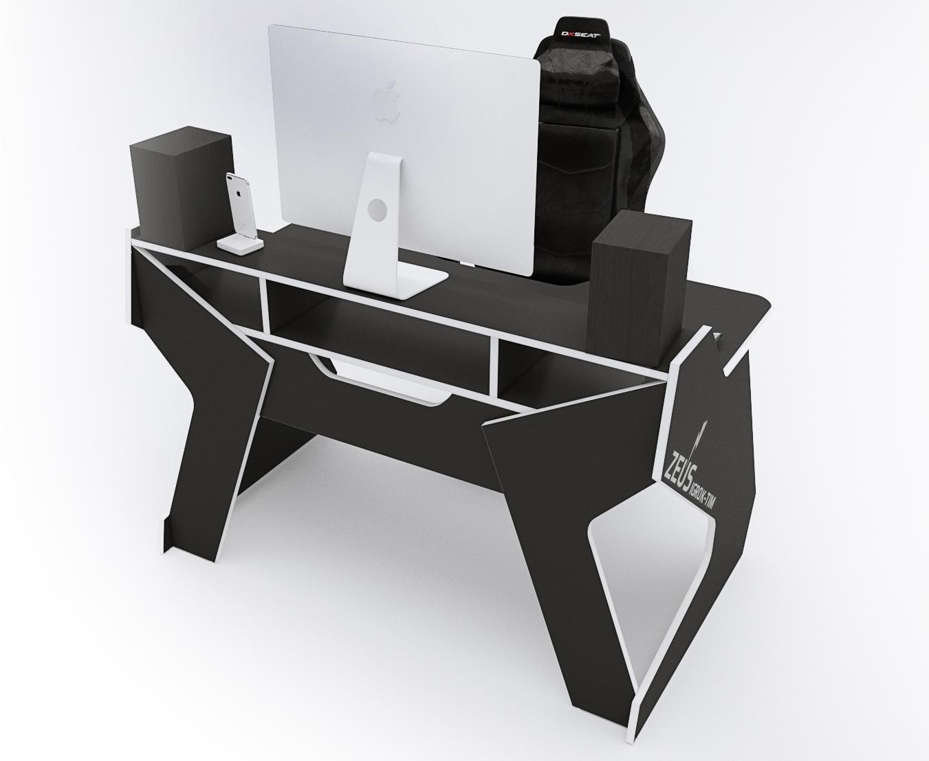 Стол геймерский с надстройкой Zeus Igrok-Tim ЛДСП Черный/белый - фото 8 Стол геймерский с надстройкой Zeus Igrok-Tim ЛДСП Черный/белый - фото 8