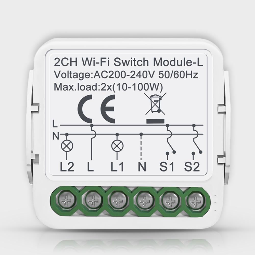 Реле двухканальное Tuya Wi-Fi 10A (WH00900)