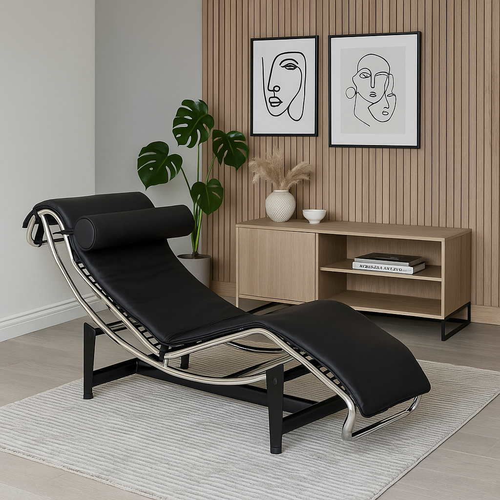 Шезлонг Лекор шкірозамінник нержавіюча сталь Чорний (30562574) - фото 4 Шезлонг Лекор шкірозамінник нержавіюча сталь Чорний (30562574) - фото 4