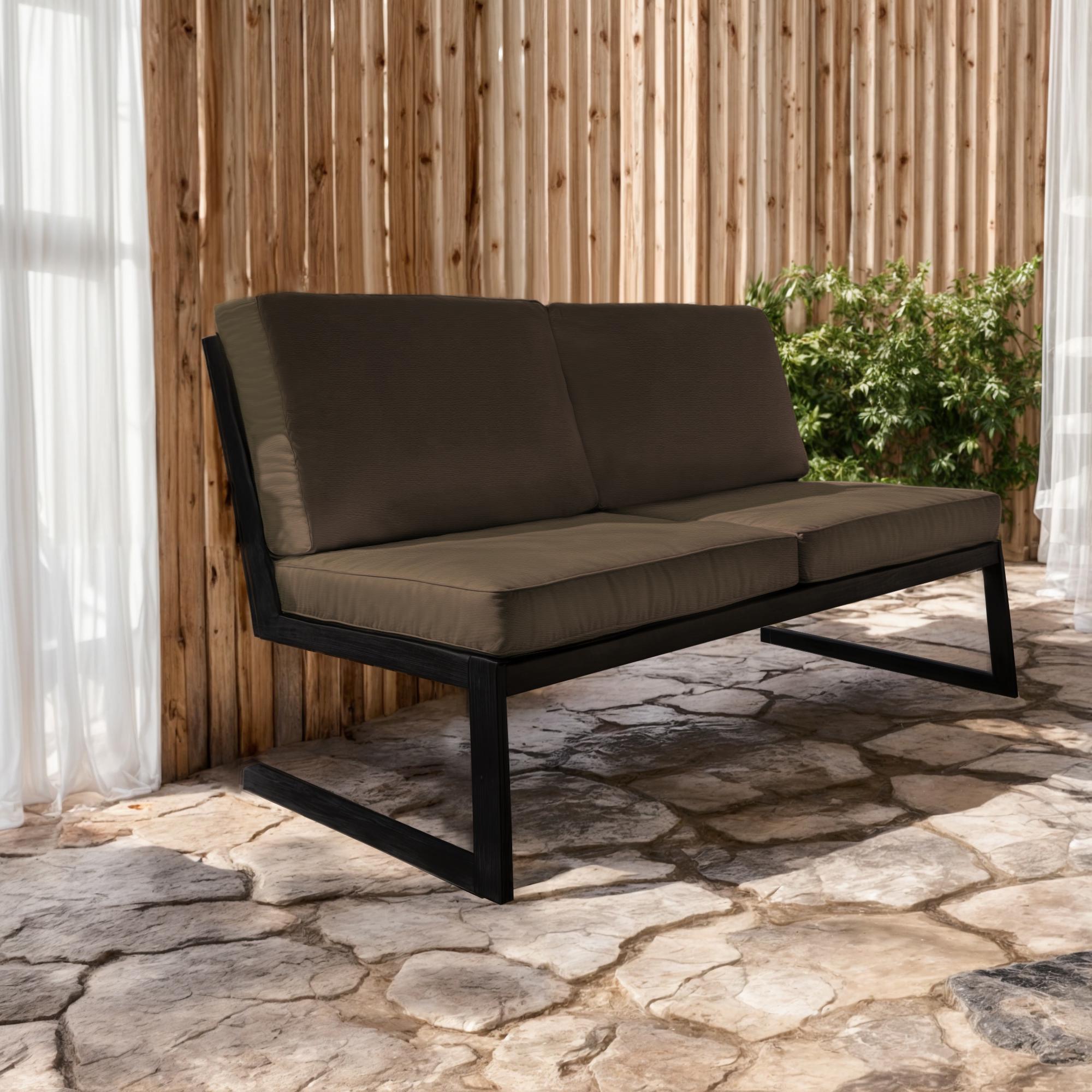 Диван металлический Tobi Sho Флекс DV6 с подушками 750х1260х700 мм рогожка 08/Коричневый (DV069380) - фото 1