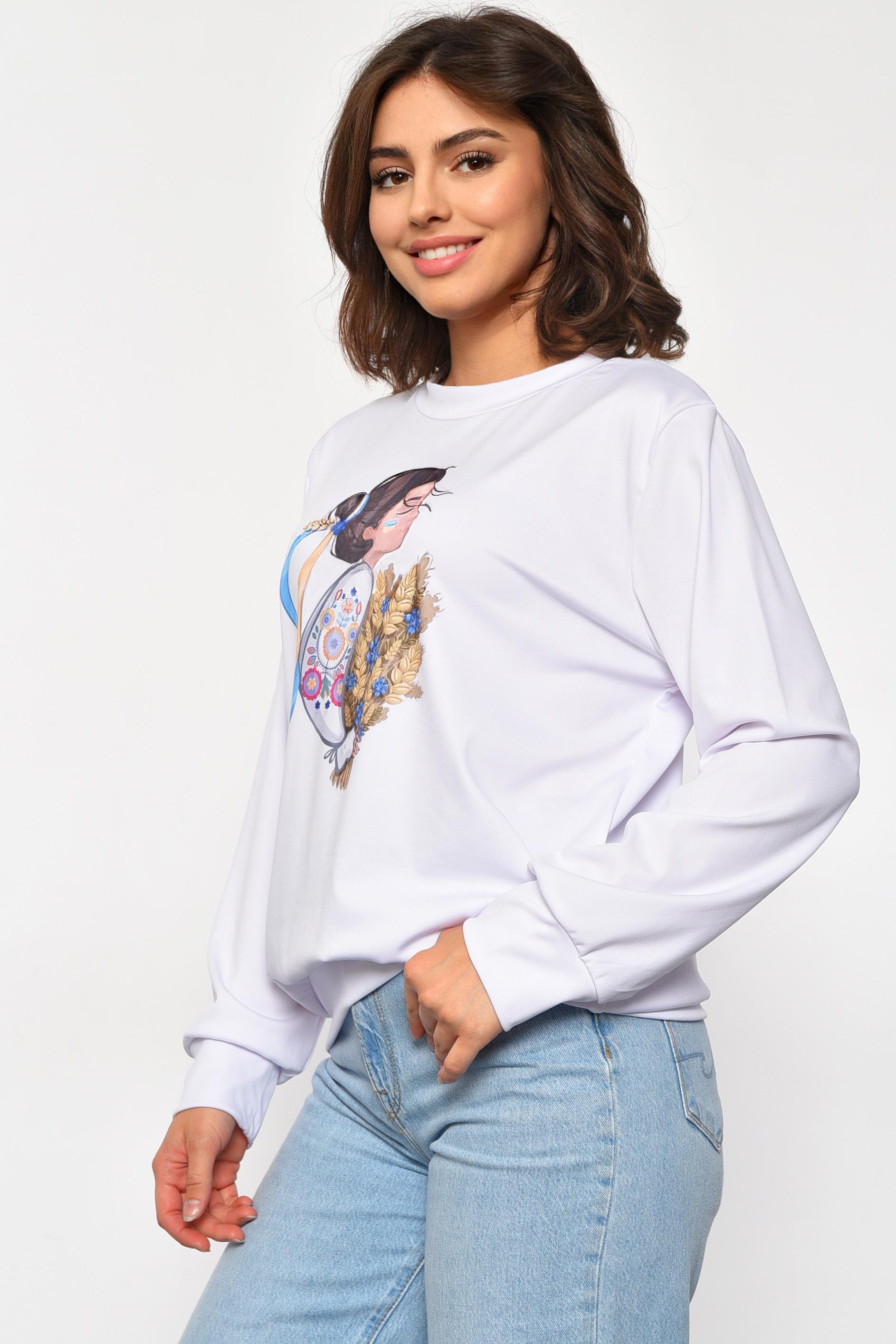 Світшот жіночий з малюнком 2XL-3XL Білий (185602) - фото 2 Світшот жіночий з малюнком 2XL-3XL Білий (185602) - фото 2