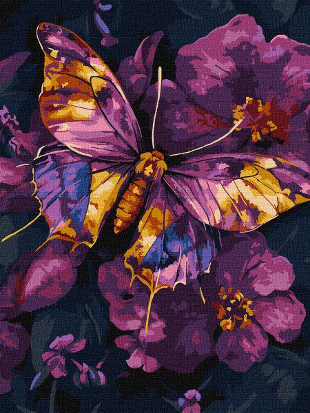 Картина за номерами Ideyka Золотий метелик з фарбами металік extra 30x40 см (Id-KHO6692)
