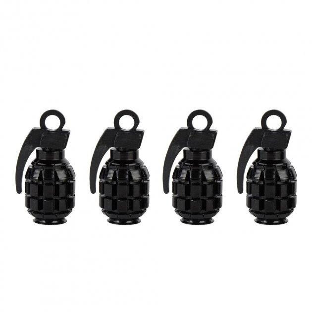 Набір ковпачків на ніпель для автомобіля SUNROZ Caps Лимонка 4 шт. Black Набір ковпачків на ніпель для автомобіля SUNROZ Caps Лимонка 4 шт. Black