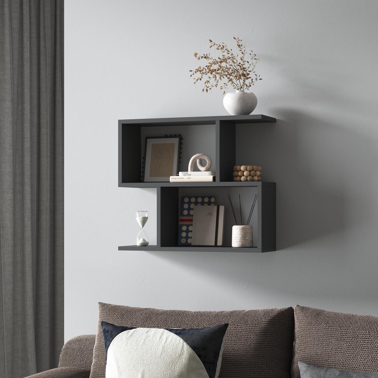 Полка навесная VAYS 60х18х52 см Антрацит (30385727)