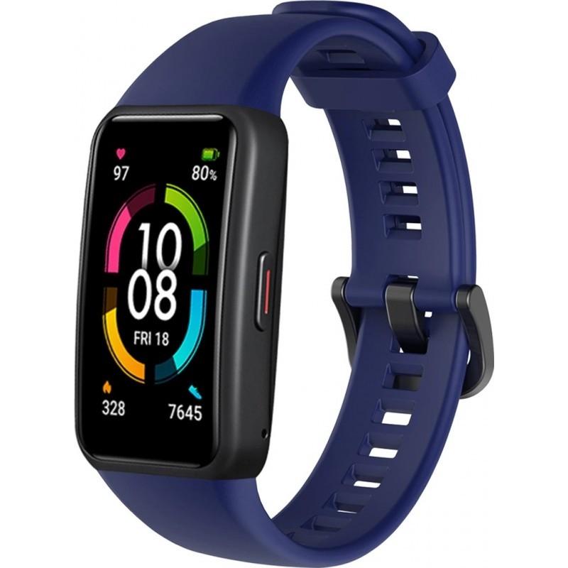 Ремінець для фітнес-браслетів Huawei Honor Band 6 силіконовий Темно-синій - фото 2