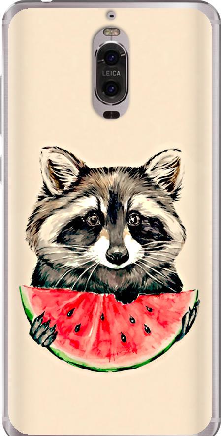 Чехол на Huawei Mate 9 Pro Енотик с арбузом (4605u-819-42517)