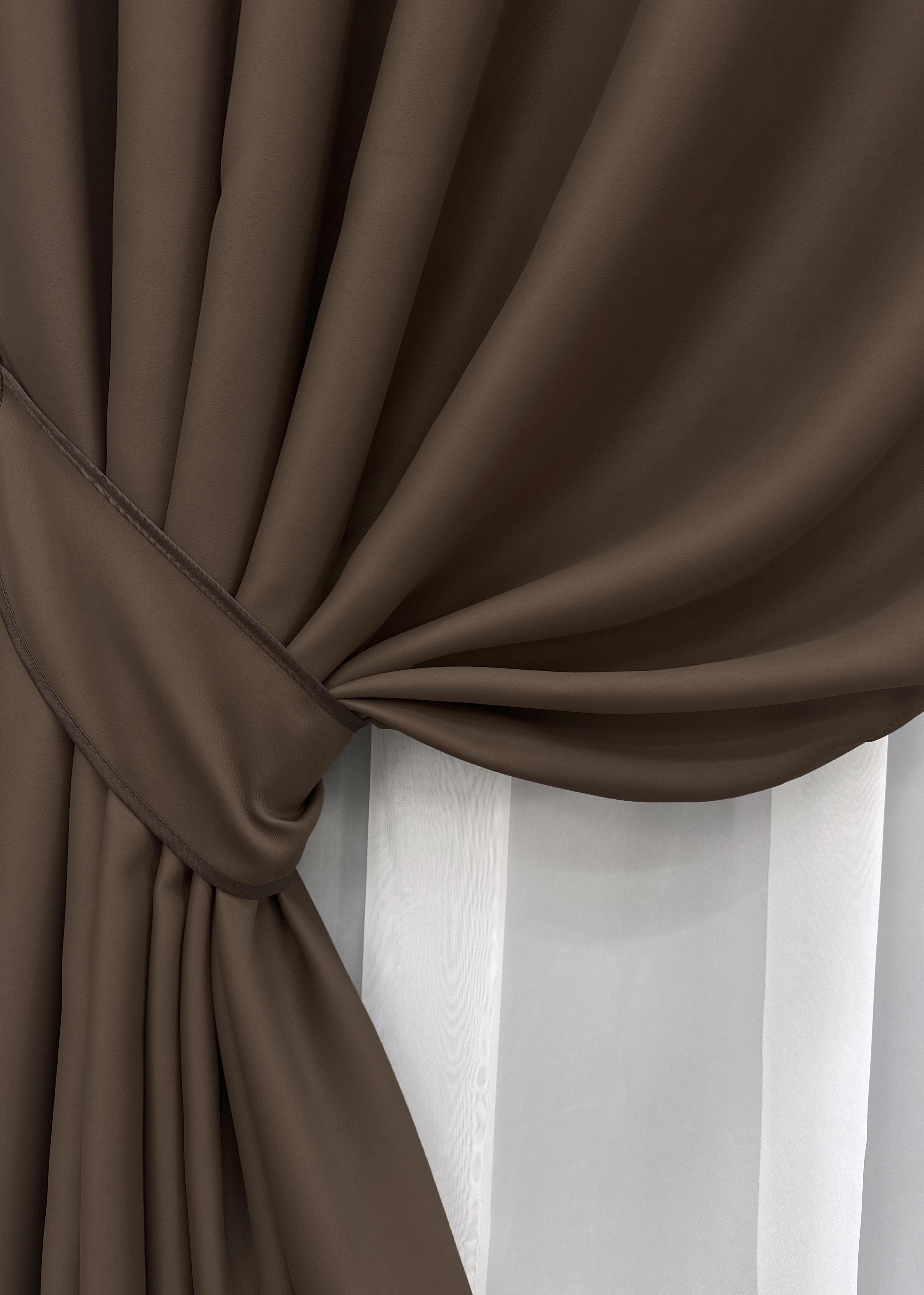 Комплект готовых штор VR-Textil Блэкаут Bagema Rvs №1238ш 150х295 см 2 шт. Шоколадный (33-0622) - фото 4