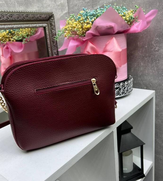 Клатч кросс-боди женский через плечо с широким ремнем Бордовый (2332046614) - фото 9