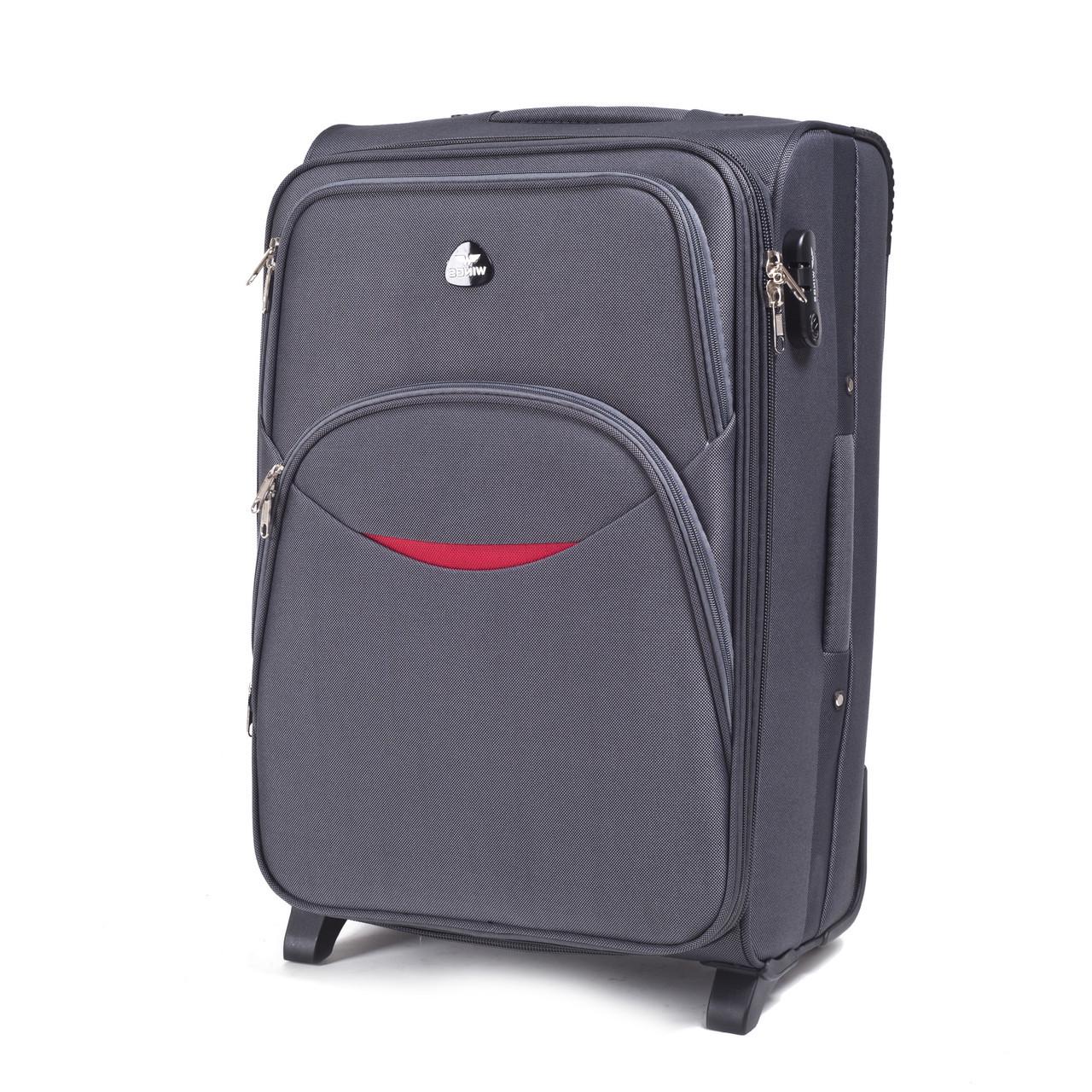 Чемодан Wings 1708 большой 76х48х30 см 90 л тканевый на 2 колесах Серый