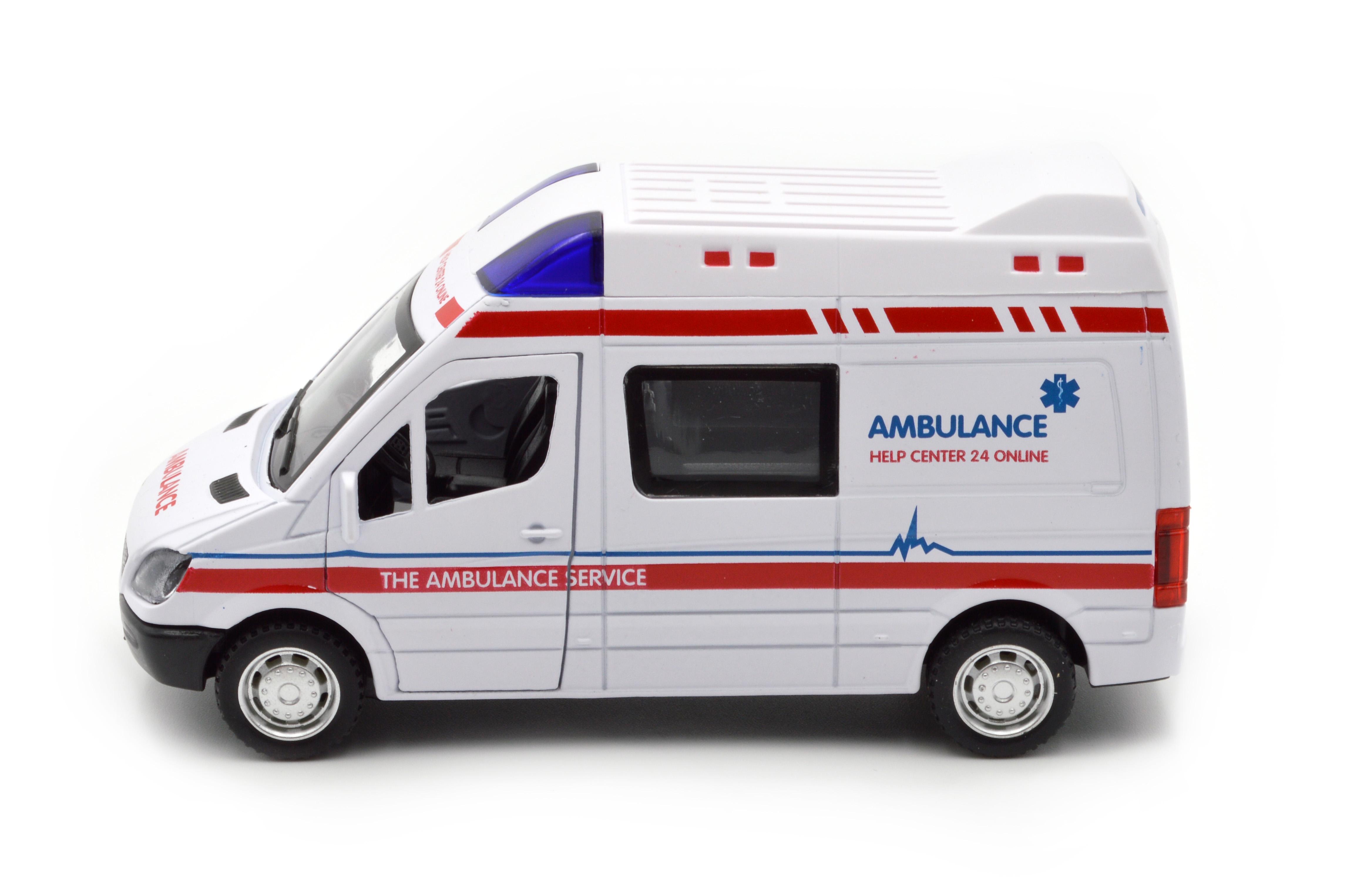 Модель металева швидка допомога CLM 61K інерція звук світло - фото 2