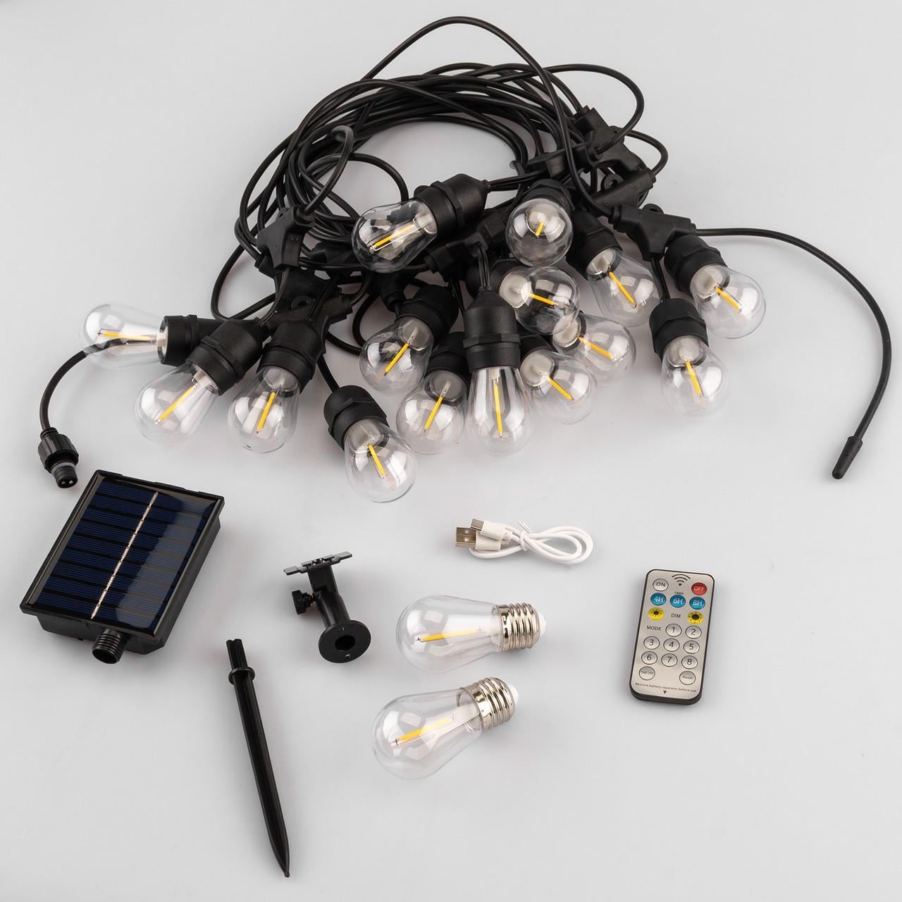 Гирлянда солнечная 15 LED лампочек и 2 шт. 10 м 2700K Теплый свет (33977471) Гирлянда солнечная 15 LED лампочек и 2 шт. 10 м 2700K Теплый свет (33977471)