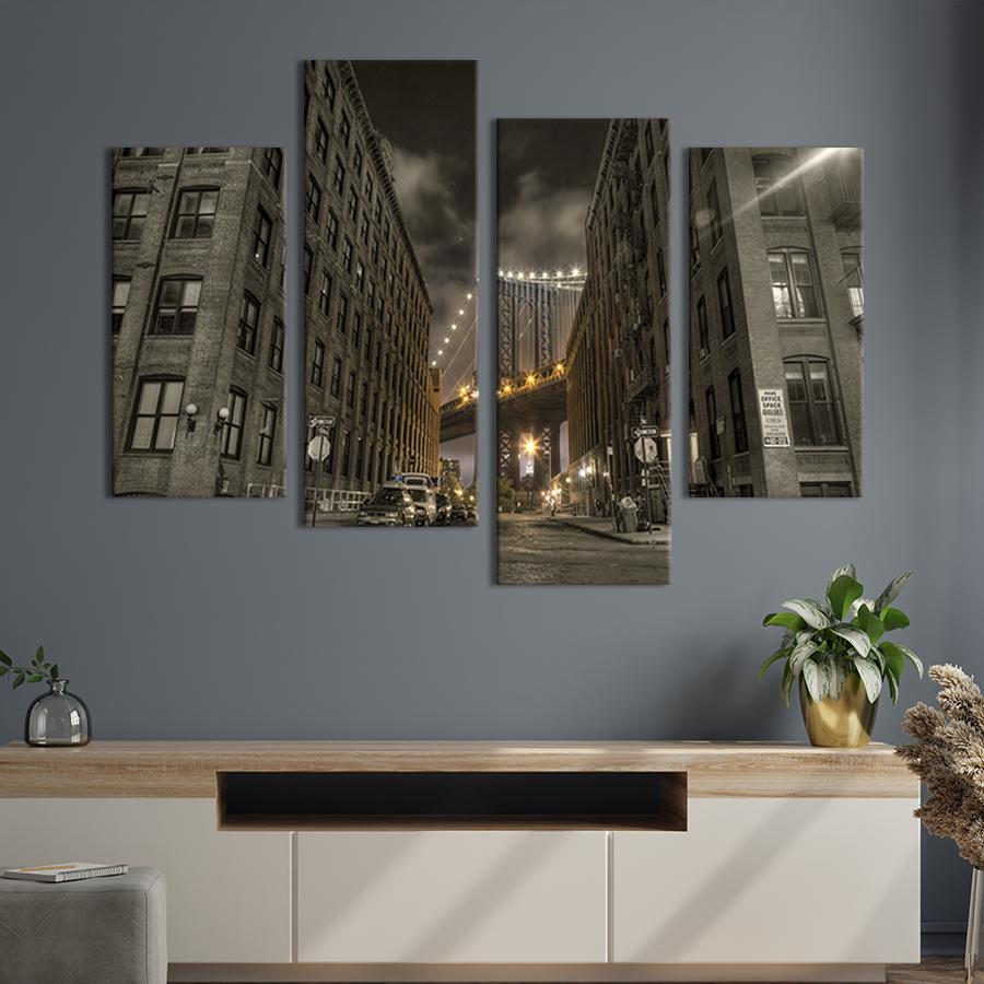 Картина модульная из 4 частей Бруклинские мостовые огни M 89x56 см (316-42)