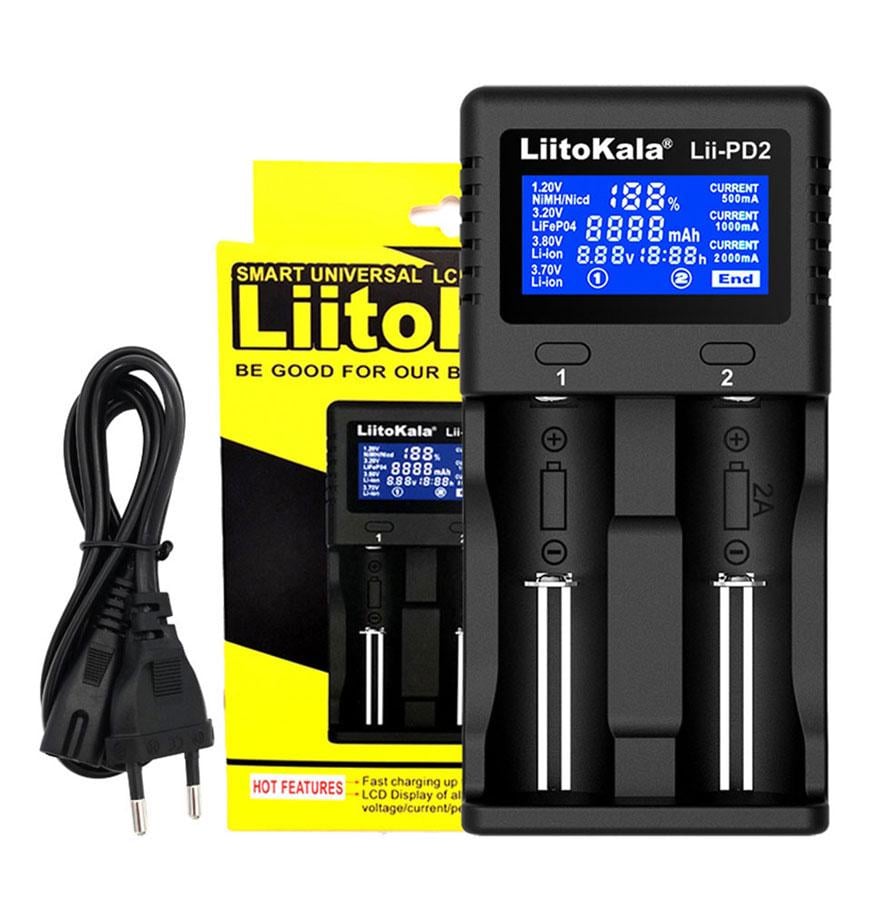 Зарядное устройство для аккумуляторов LiitoKala Lii-PD2 АА/ААА/18650/21700/26650 Li-ion/LiFePO4/Ni-MH/Ni-Cd (19410)