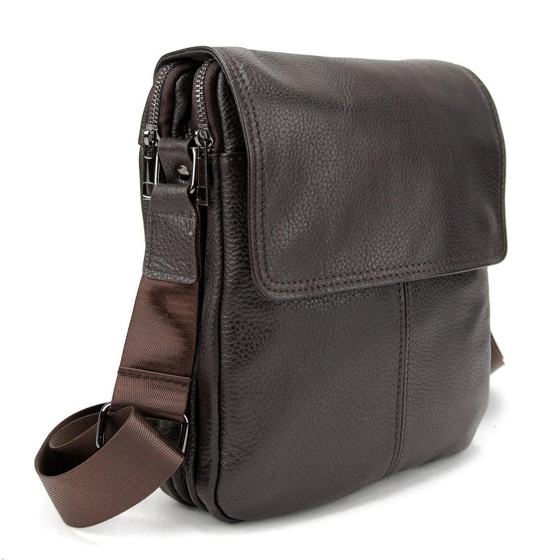 Мужская сумка кожаная Tiding Bag M56-3508C с клапаном Коричневый (2656558912)