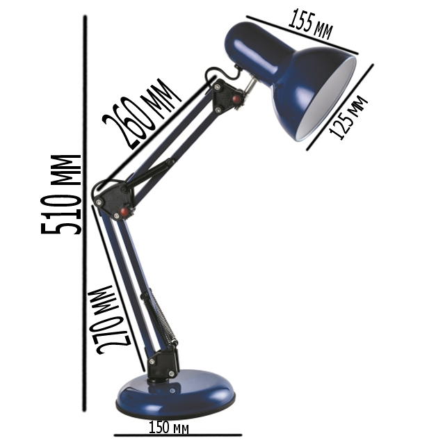 Лампа настільна Lumano 60W E27 LU-074-1800 на підставці синя - фото 2 Лампа настільна Lumano 60W E27 LU-074-1800 на підставці синя - фото 2