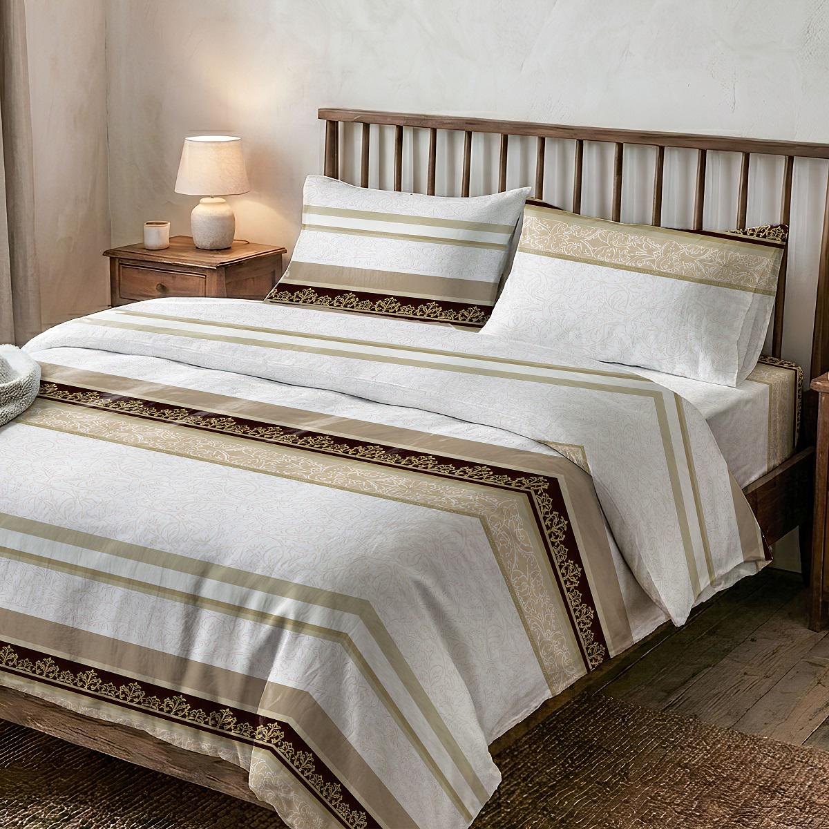 Комплект постельного белья Zastelli 2847 E BEIGE GOLD USA бязь двуспальное 175х210 Коричневый