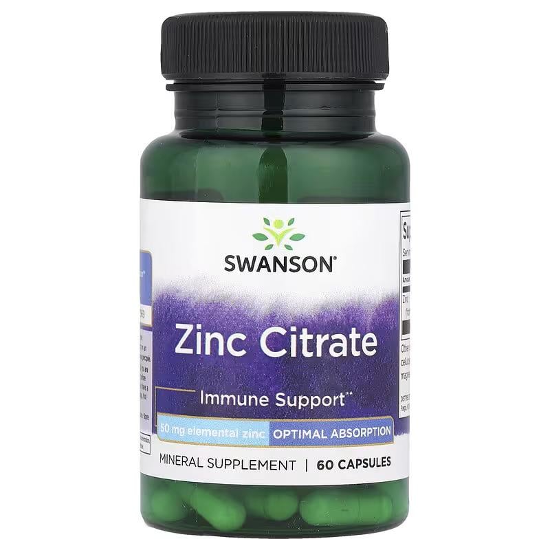 Цинк Swanson Zinc Citrate 50 мг 60 капсул