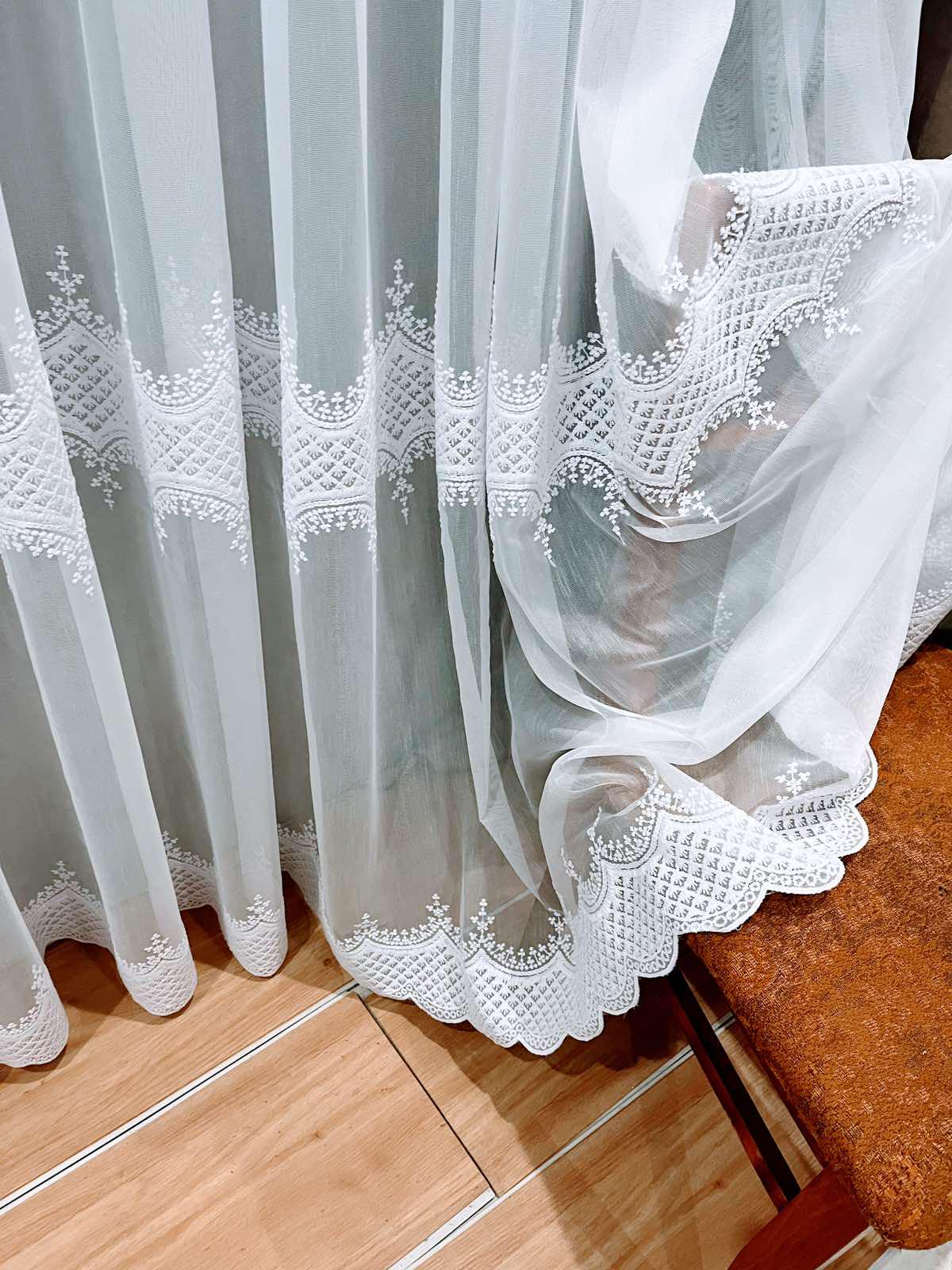 Тюль бамбук с вышивкой по низу 3х2,5 м 1 шт. Белый (2970) - фото 3